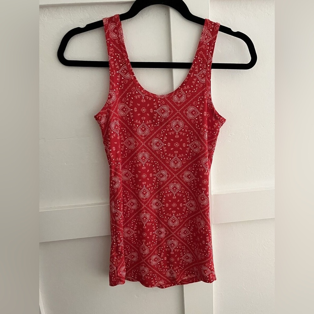 No Boundaries Red Sleeveless Bandanna Tank Top